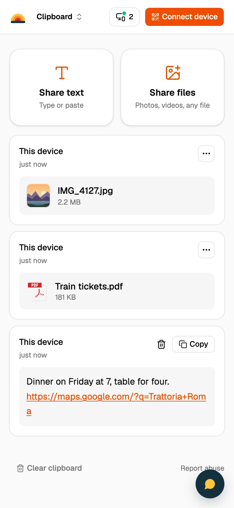 SharedClipboard on a phone
